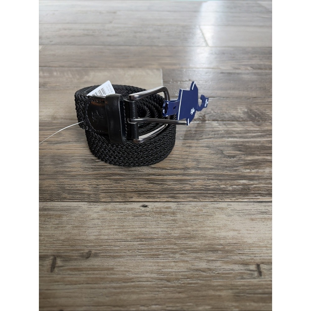 Penguin Stretch Belt Genuine Leather Woven Black Men's Size Small (30-32)